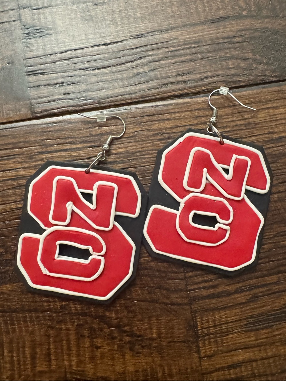 NC State Wolfpack Red 'S' Logo Drop Earrings - Team Spirit Jewelry